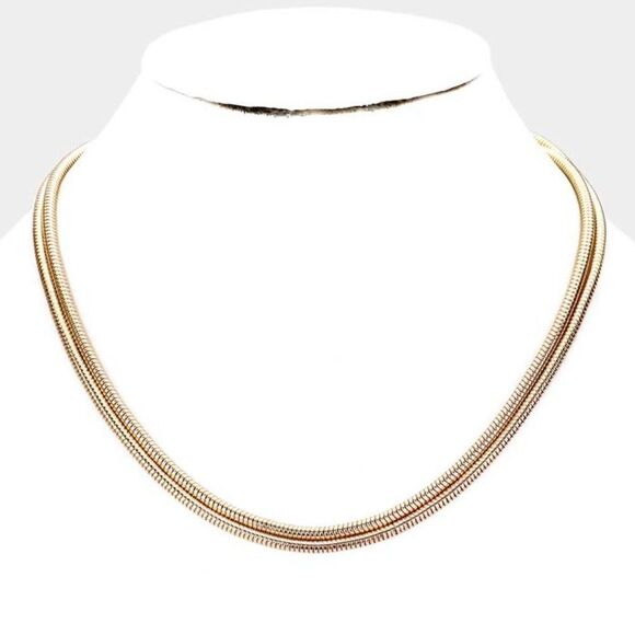 Metal Chain Double Gold Layered Necklace - Picture 1 of 5